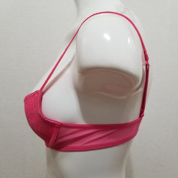 Xhilaration bra 34A Push-Up metallic floral lace sheer wings j hook convertible - Picture 2 of 14